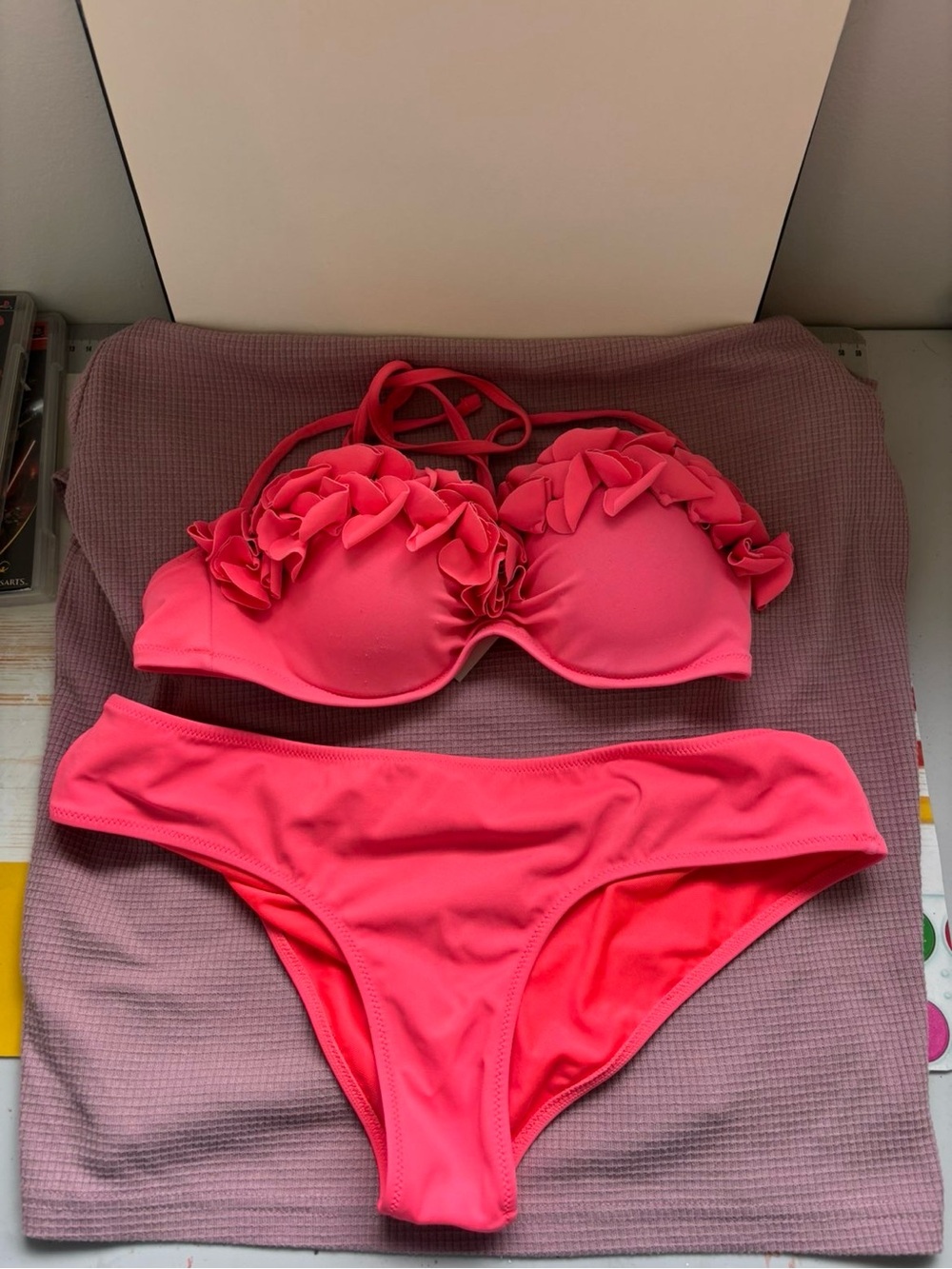 Victoria’s Secret ruffle y2k Bikini Set - Coral Pink